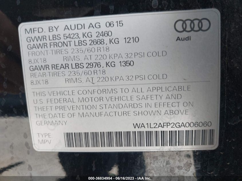 WA1L2AFP2GA006060 2016 AUDI Q5, photo no. 9