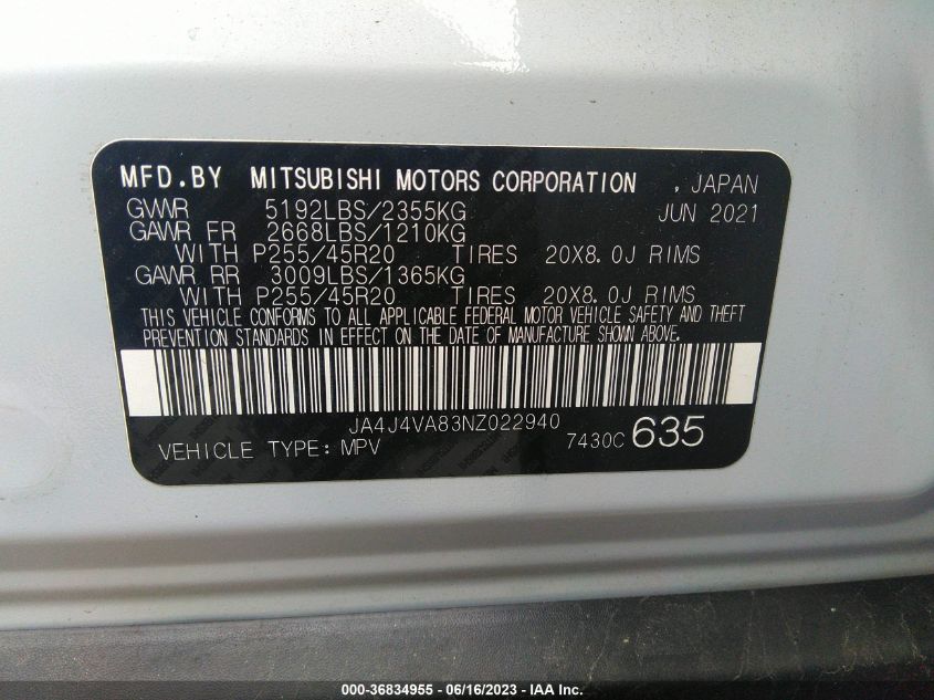 2022 MITSUBISHI OUTLANDER SEL - JA4J4VA83NZ022940