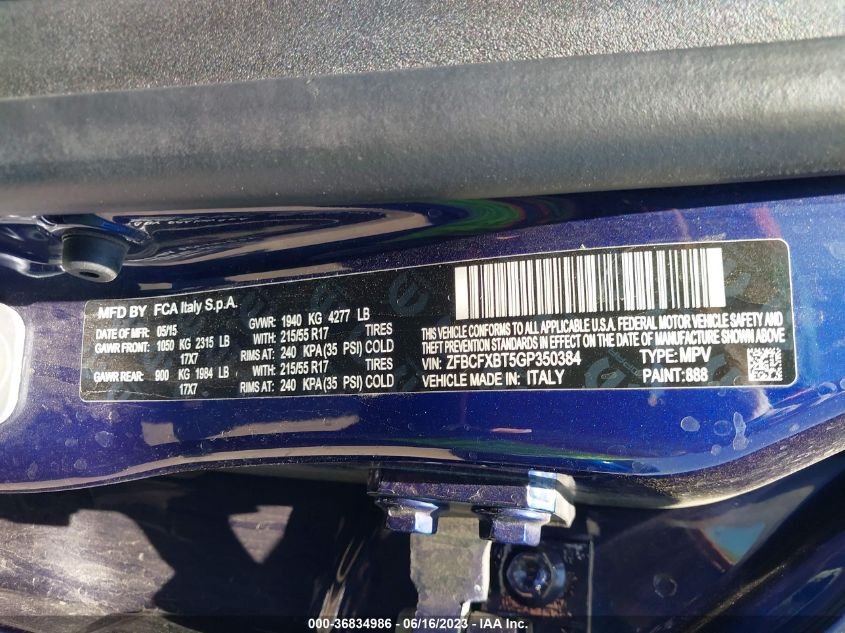 2016 FIAT 500X EASY - ZFBCFXBT5GP350384