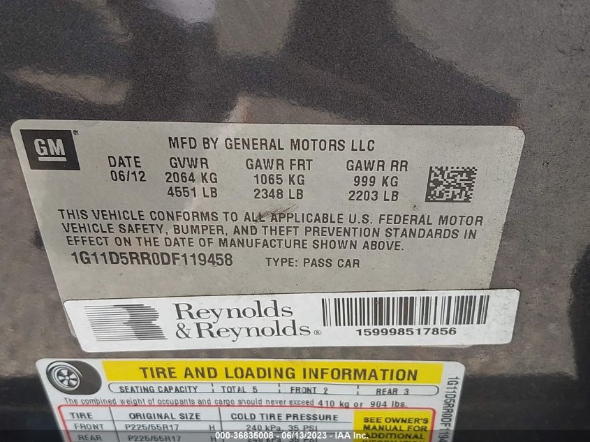 2013 CHEVROLET MALIBU 1LT - 1G11D5RR0DF119458