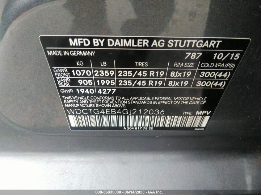 2016 MERCEDES-BENZ GLA GLA 250 - WDCTG4EB4GJ212036