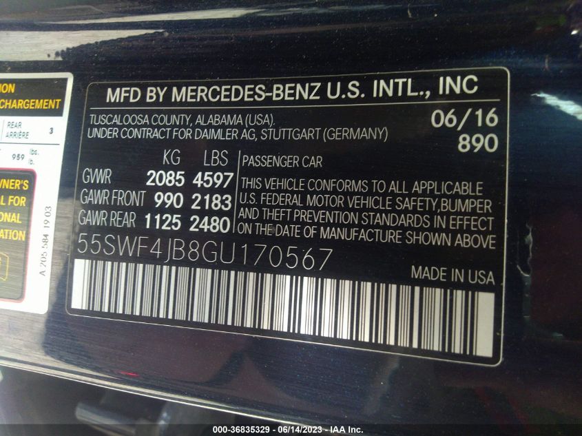 2016 MERCEDES-BENZ C-CLASS C 300 - 55SWF4JB8GU170567