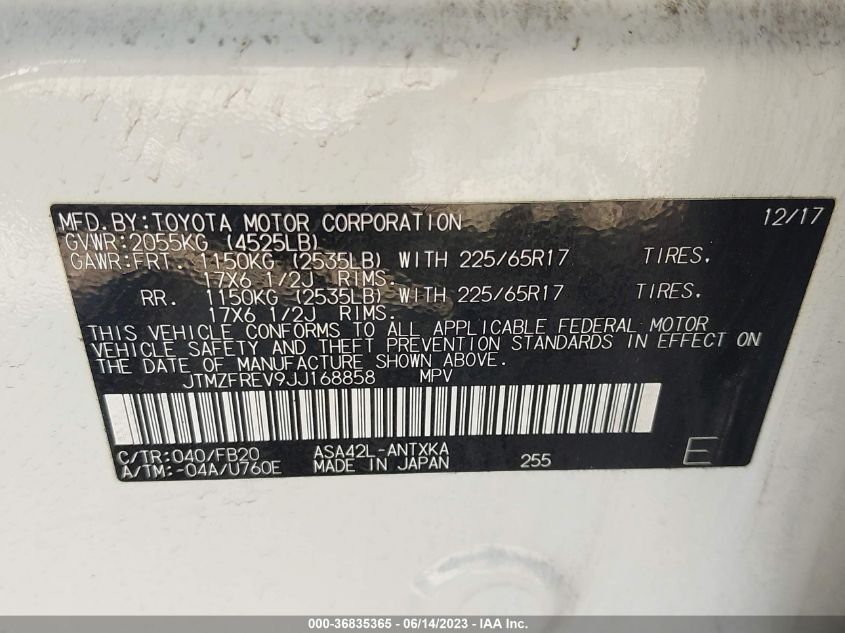 2018 TOYOTA RAV4 LE - JTMZFREV9JJ168858