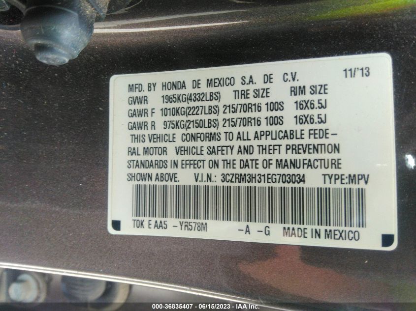 2014 HONDA CR-V LX - 3CZRM3H31EG703034