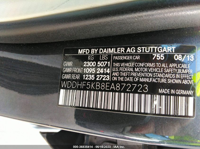 WDDHF5KB8EA872723 2014 MERCEDES-BENZ E-CLASS, photo no. 9