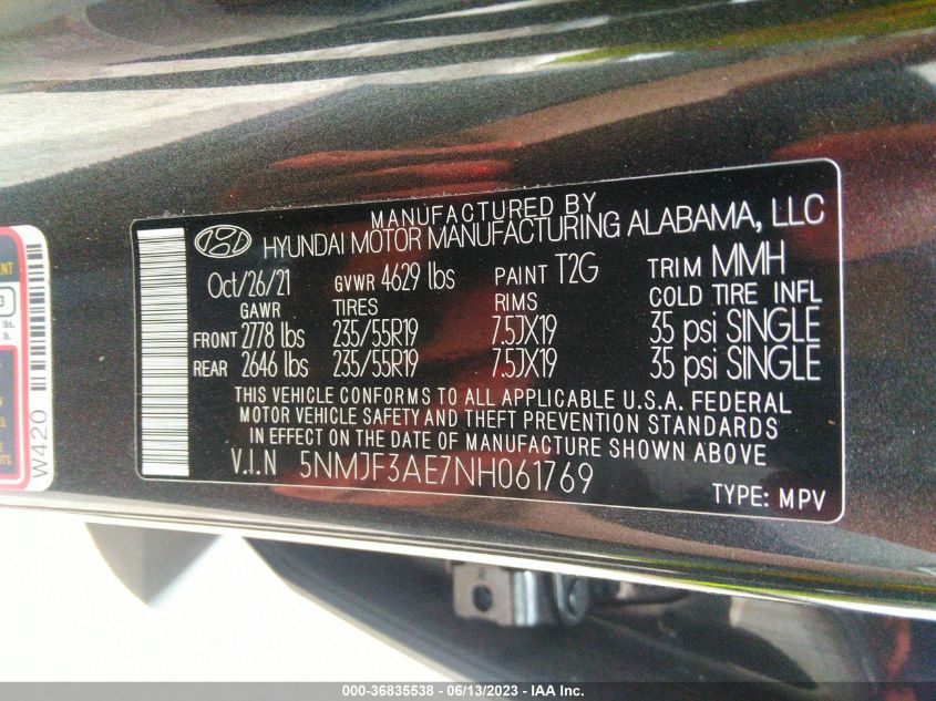 2022 HYUNDAI TUCSON SEL - 5NMJF3AE7NH061769