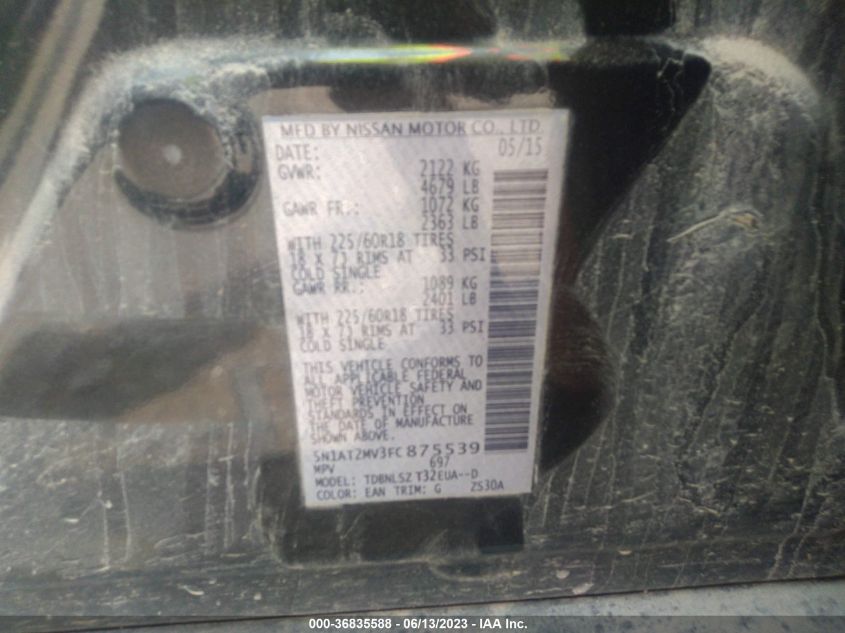 2015 NISSAN ROGUE SL - 5N1AT2MV3FC875539