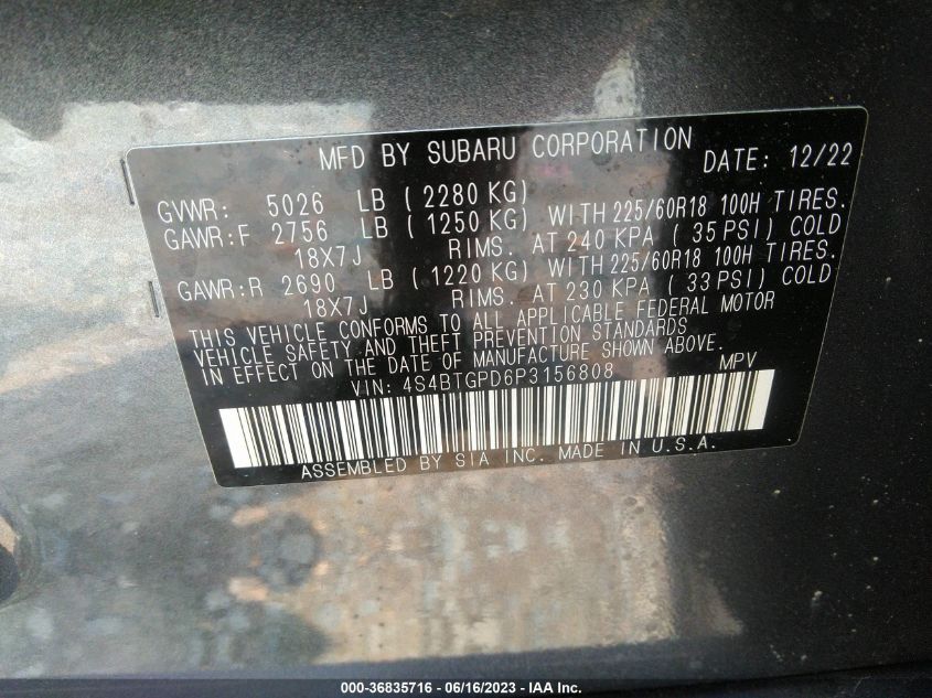 2023 SUBARU OUTBACK TOURING XT - 4S4BTGPD6P3156808