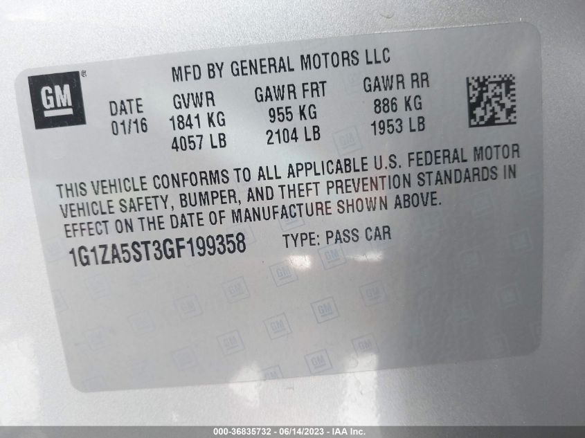 2016 CHEVROLET MALIBU L - 1G1ZA5ST3GF199358