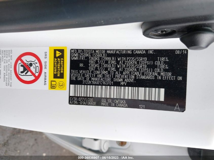 2015 LEXUS RX 350 - 2T2ZK1BAXFC163701