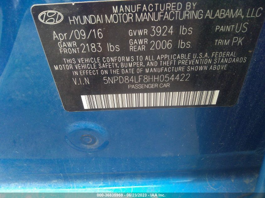 2017 HYUNDAI ELANTRA SE - 5NPD84LF8HH054422