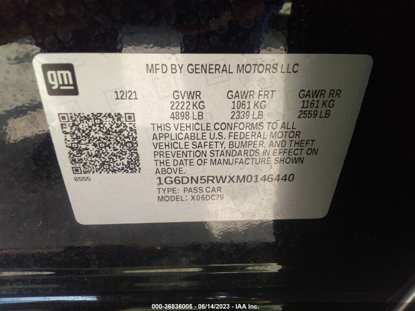 2021 CADILLAC CT5 PREMIUM LUXURY 1G6DN5RWXM0146440
