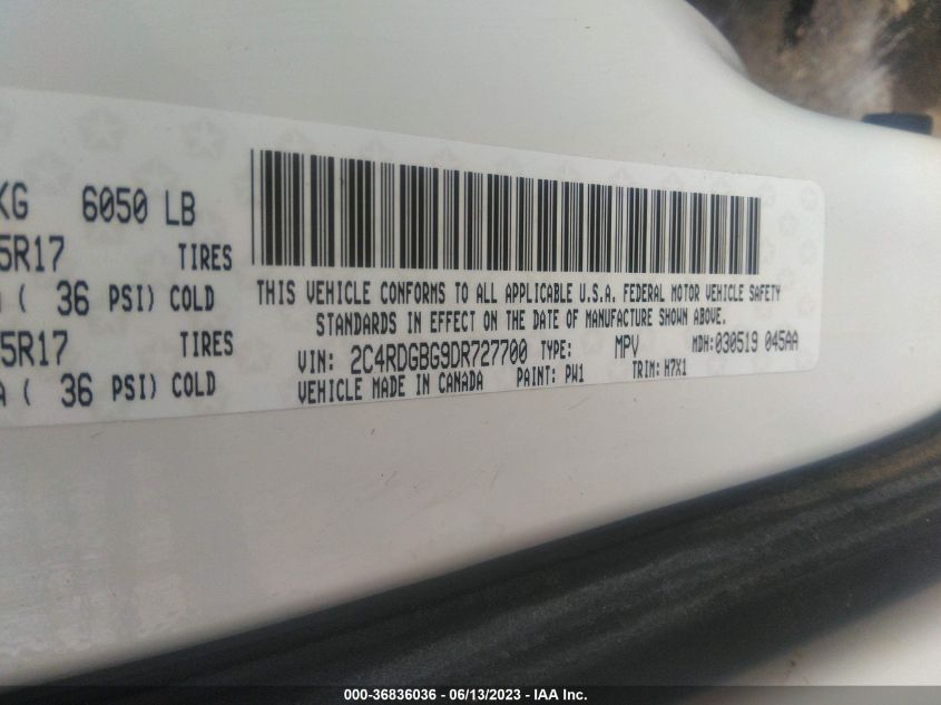 2013 DODGE GRAND CARAVAN SE - 2C4RDGBG9DR727700