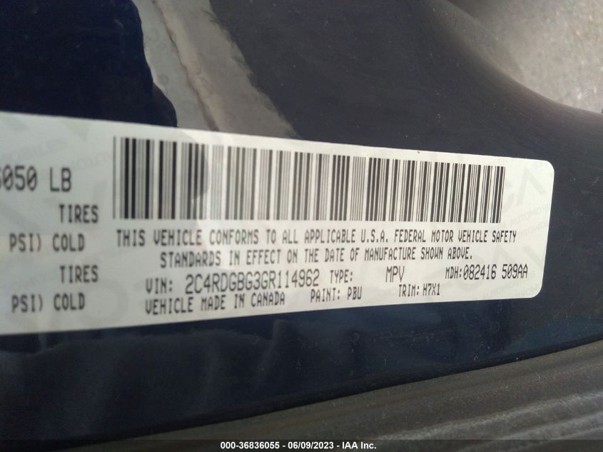 2016 DODGE GRAND CARAVAN SE - 2C4RDGBG3GR114962