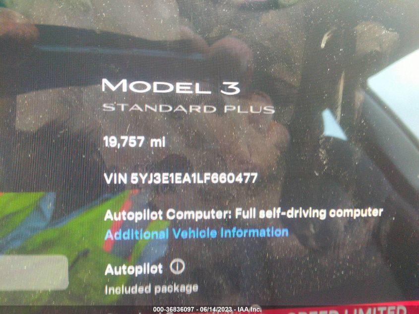 2020 TESLA MODEL 3 - 5YJ3E1EA1LF660477