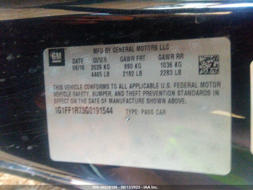 2016 CHEVROLET CAMARO 1SS - 1G1FF1R73G0191544