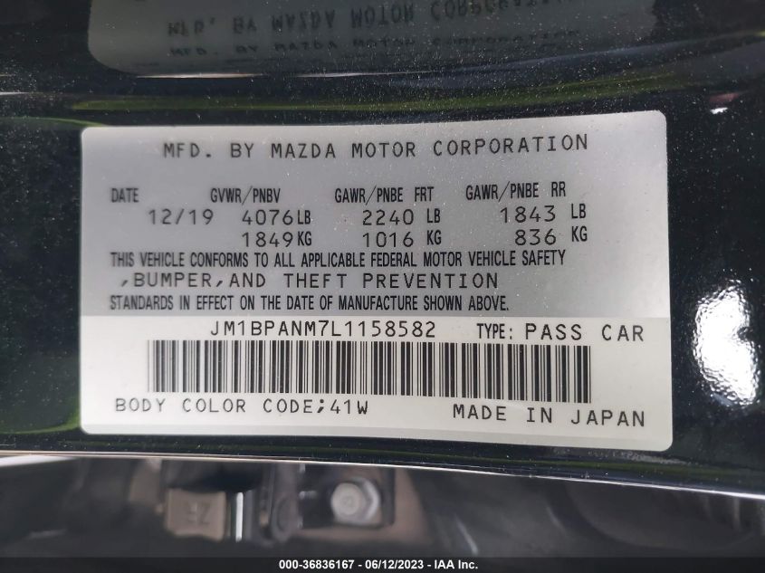 2020 MAZDA MAZDA3 HATCHBACK PREMIUM PACKAGE JM1BPANM7L1158582