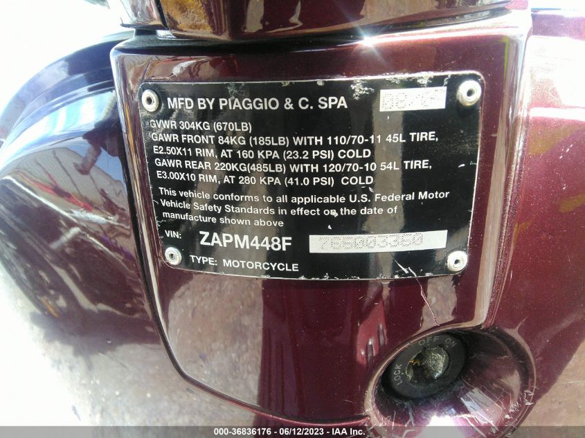 2006 VESPA LX 150 - ZAPM448F765003350