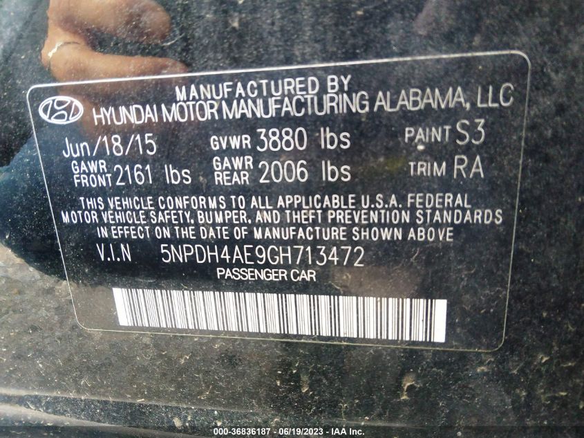 2016 HYUNDAI ELANTRA SE - 5NPDH4AE9GH713472