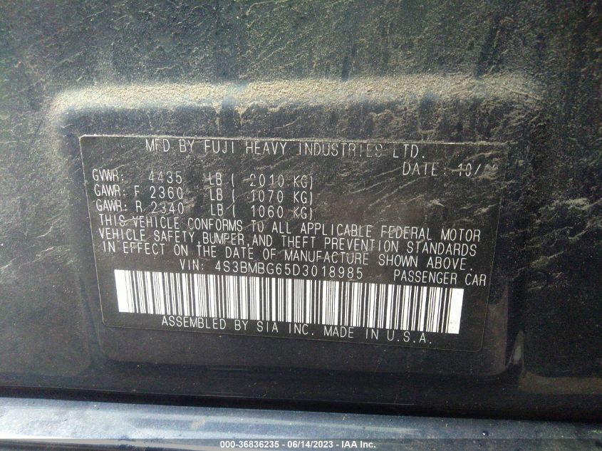 2013 SUBARU LEGACY 2.5I PREMIUM - 4S3BMBG65D3018985