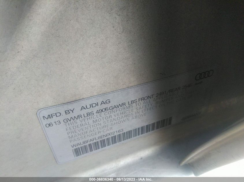 2014 AUDI A4 PREMIUM - WAUBFAFL6EN002163