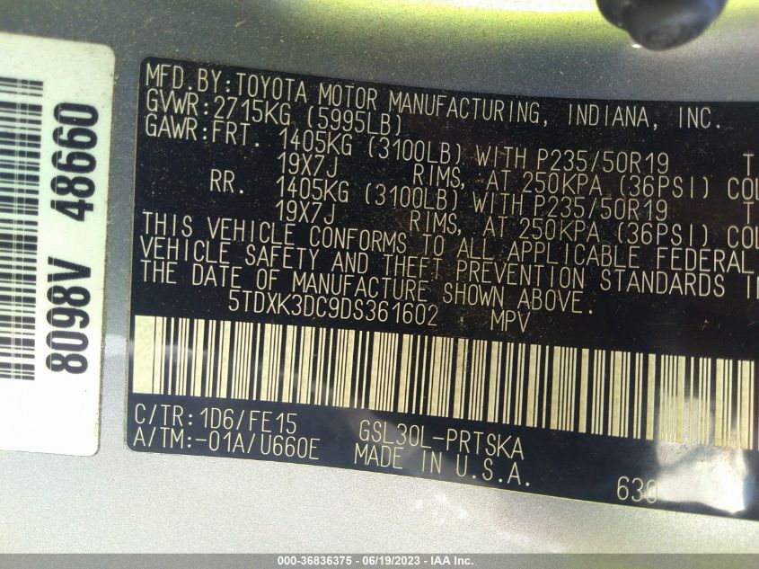 2013 TOYOTA SIENNA SE - 5TDXK3DC9DS361602