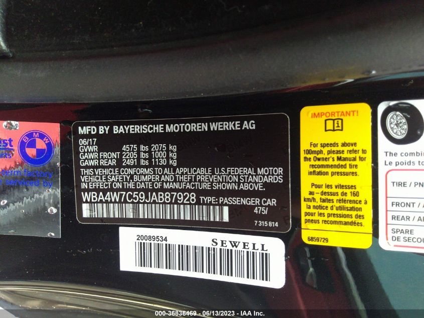 2018 BMW 4 SERIES 440I - WBA4W7C59JAB87928
