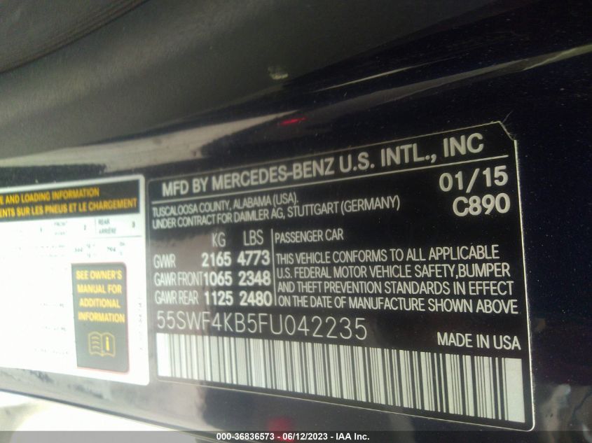 2015 MERCEDES-BENZ C-CLASS C 300 - 55SWF4KB5FU042235