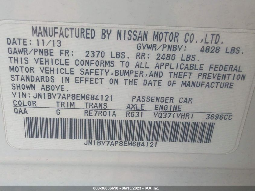 2014 INFINITI Q50 PREMIUM - JN1BV7AP8EM684121