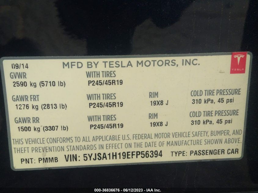 2014 TESLA MODEL S 60 KWH BATTERY/P85 - 5YJSA1H19EFT56394