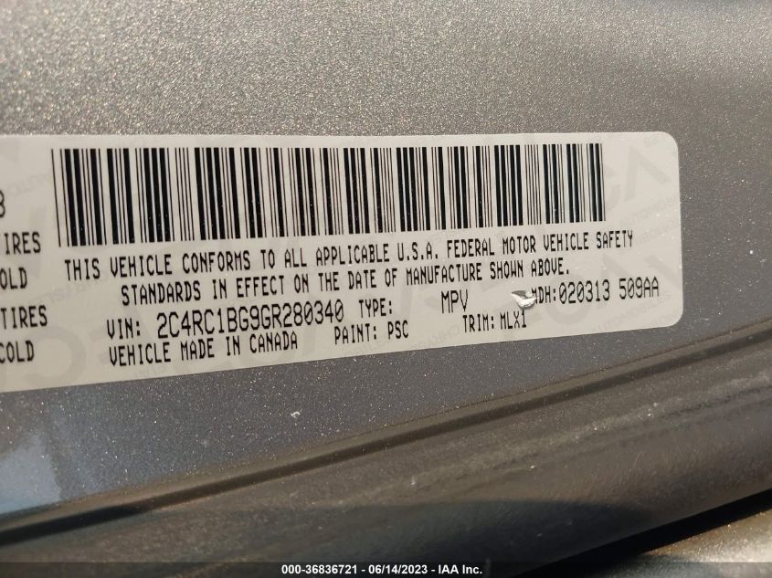 2016 CHRYSLER TOWN & COUNTRY TOURING - 2C4RC1BG9GR280340