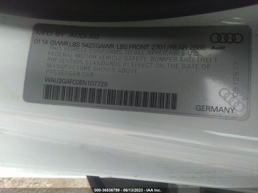 2014 AUDI A7 3.0 PRESTIGE WAU2GAFC0EN107729