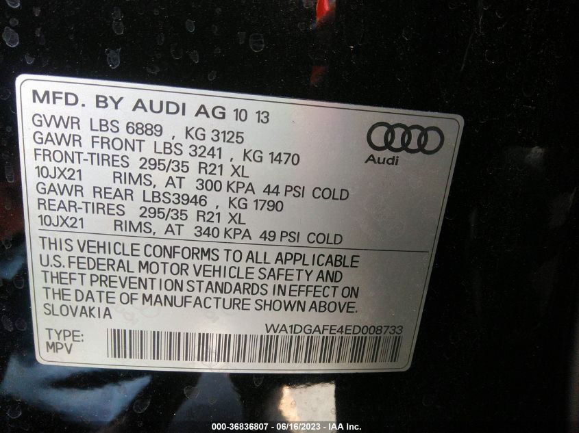 2014 AUDI Q7 3.0T S LINE PRESTIGE - WA1DGAFE4ED008733