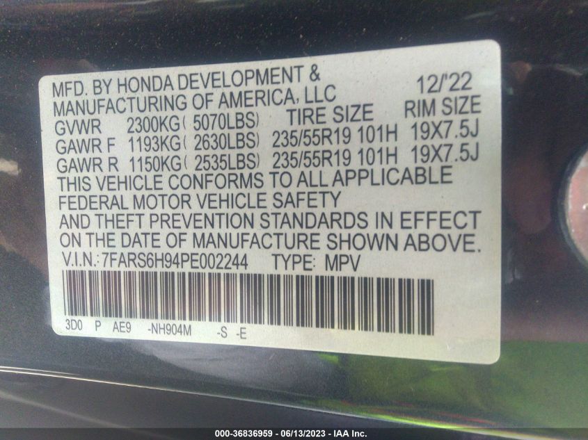 2023 HONDA CR-V HYBRID SPORT TOURING - 7FARS6H94PE002244