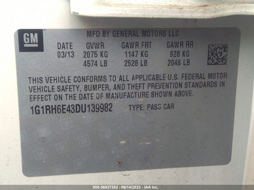 2013 CHEVROLET VOLT - 1G1RH6E43DU139982