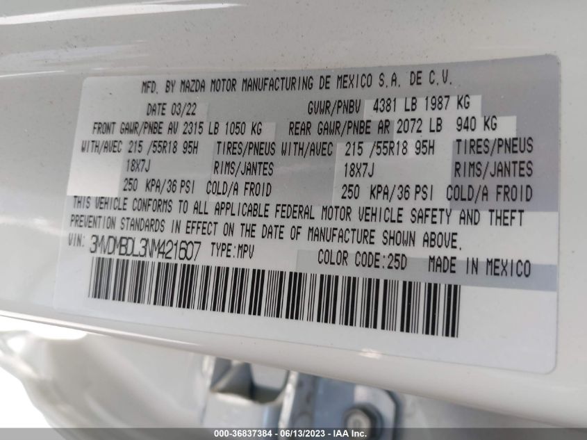 2022 MAZDA CX-30 2.5 S PREMIUM PACKAGE - 3MVDMBDL3NM421607