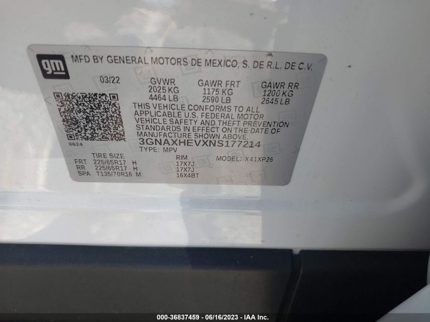 2022 CHEVROLET EQUINOX LS - 3GNAXHEVXNS177214