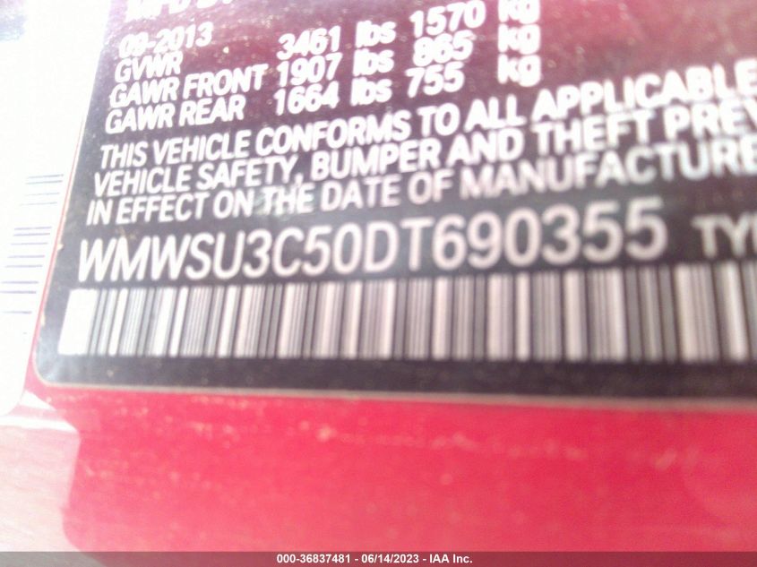 2013 MINI COOPER HARDTOP - WMWSU3C50DT690355