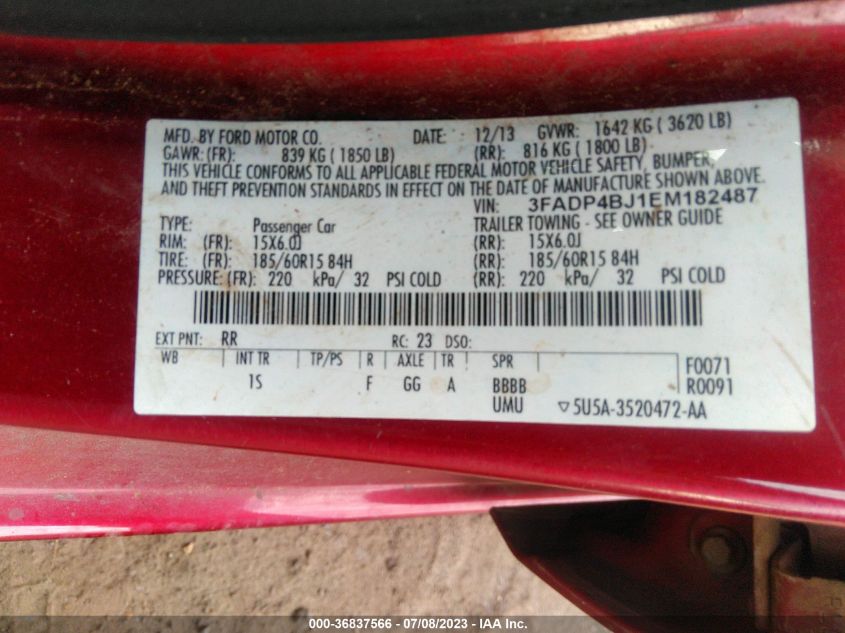 2014 FORD FIESTA TITANIUM - 3FADP4FJ0EM672419