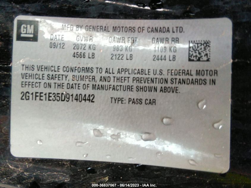 2013 CHEVROLET CAMARO LS - 2G1FE1E35D9140442