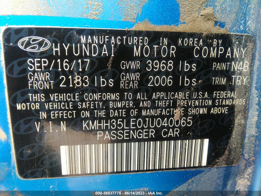 2018 HYUNDAI ELANTRA GT - KMHH35LE0JU040065