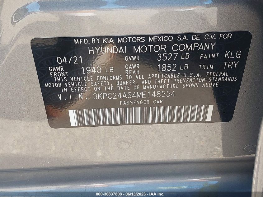 2021 HYUNDAI ACCENT SE - 3KPC24A64ME148554