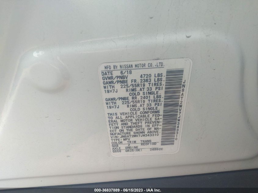 2018 NISSAN ROGUE SL - JN8AT2MV7JW343310