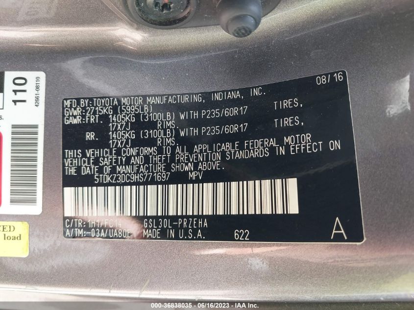 2017 TOYOTA SIENNA LE - 5TDKZ3DC9HS771697