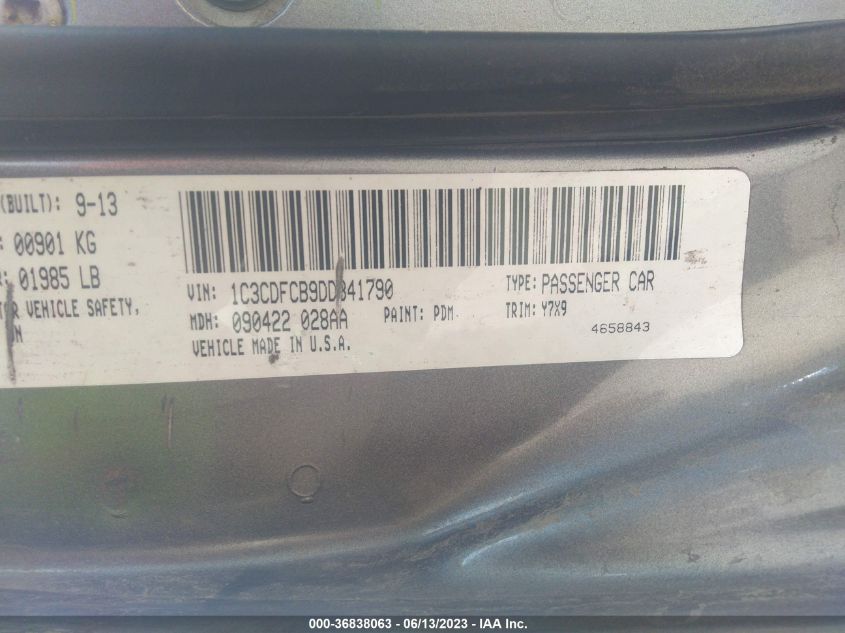 2013 DODGE DART GT - 1C3CDFCB9DD341790