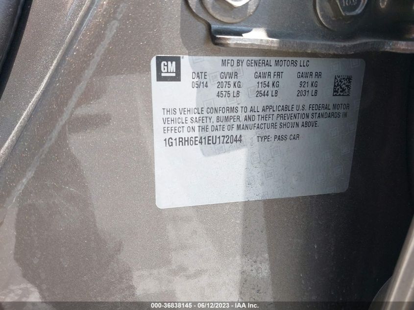 2014 CHEVROLET VOLT - 1G1RH6E41EU172044