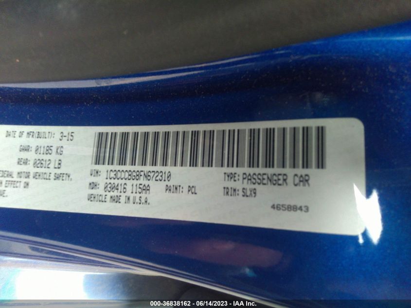 2015 CHRYSLER 200 S - 1C3CCCBG8FN672310