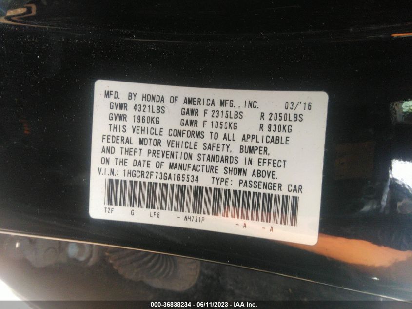 2016 HONDA ACCORD SEDAN EX - 1HGCR2F73GA165534
