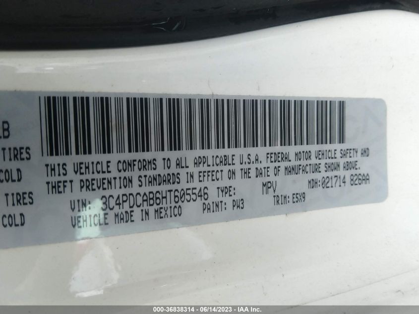 2017 DODGE JOURNEY SE - 3C4PDCAB6HT605546