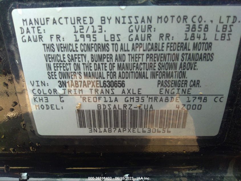 2014 NISSAN SENTRA SR - 3N1AB7APXEL630656